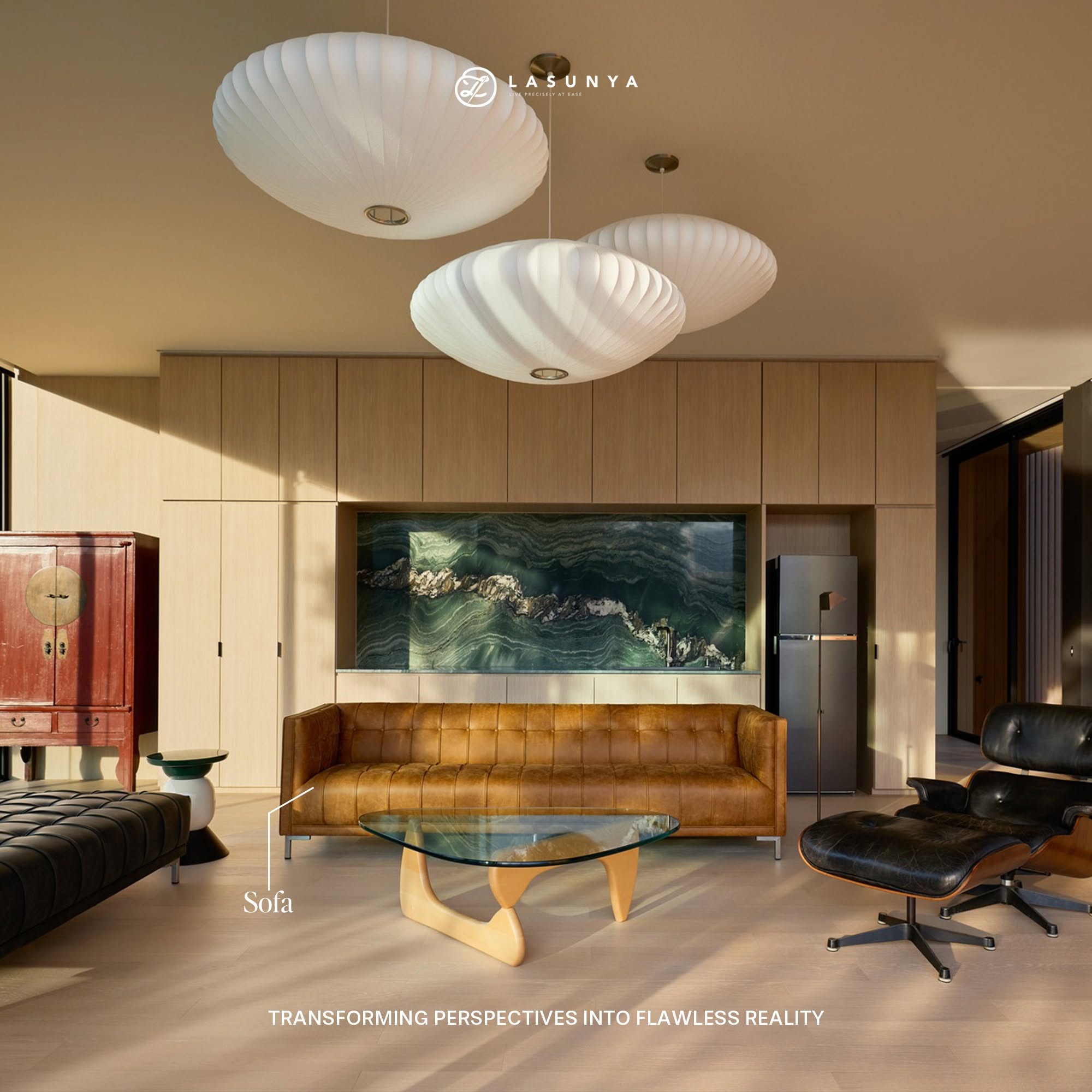 โซฟาหนังแท้ Lasunya ในบ้านสไตล์ Modern จากงานรับผลิตเฟอร์นิเจอร์ตามแบบ