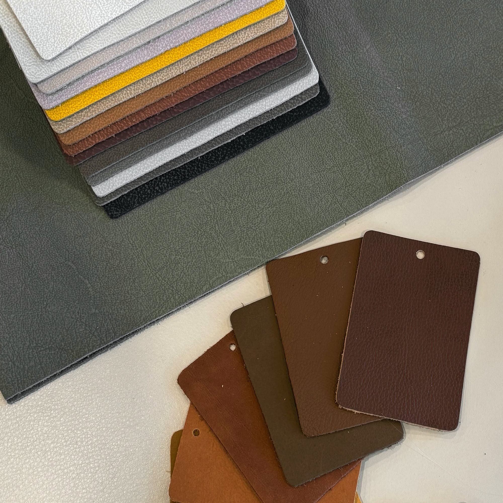 ตัวอย่างเฉดสีหนัง Sørensen ที่ Lasunya คัดเลือกสำหรับงาน Bespoke